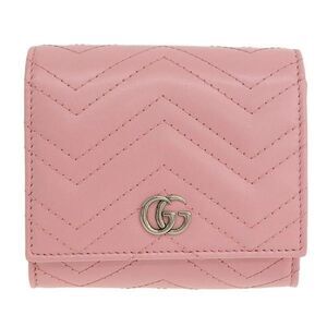 Gucci Wallet Bifold Outlet Leather GG Marmont Pink